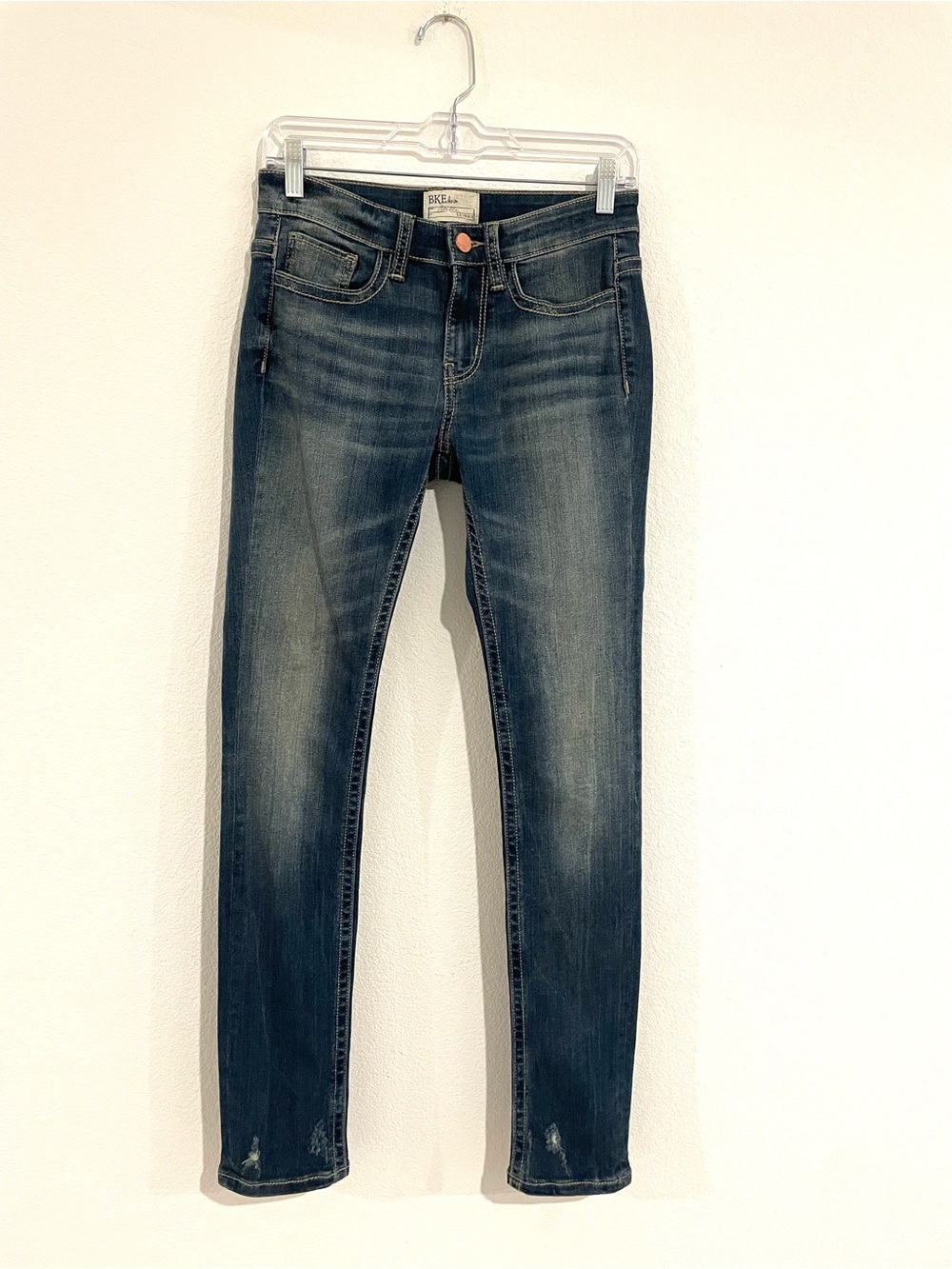 BKE Women's Faded Dark Blue Skinny Jeans